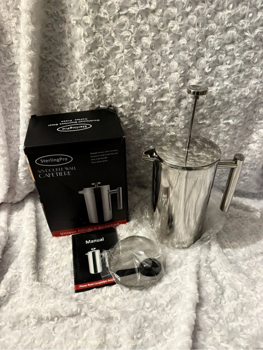 Stainless Steel Coffee Press - Mirror Double-Wall French Press